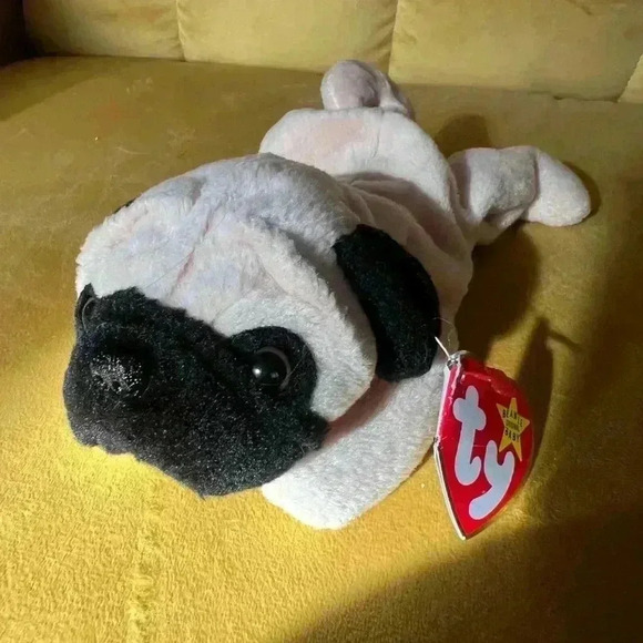 Ty Beanie Baby Pug "Pugsly" W/ Tags 8" Long 1996 * SKU 29, 67 - Picture 1 of 4